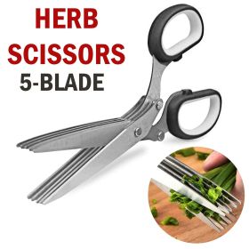 Herb Scissors Set With 5 Blades And Cover - Multipurpose Kitchen Shear