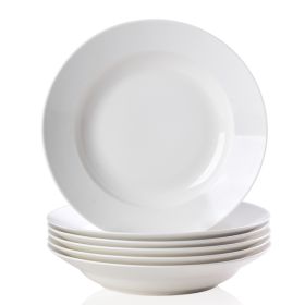 9.5 Inch Pure White Soup Plate, Dinner Plate 6 Pieces