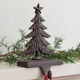 Rustic Cast Iron Christmas Tree Stocking Holder - Festive Holiday Decor