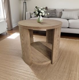 Walnut MDF And Oak Living Room Side Table