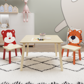 Solid Wood Children's Table Set With 2 Chairs