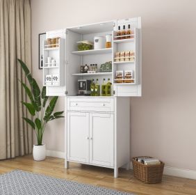 70.87Tall Kitchen Pantry, Storage Cabinet , Kitchen Cabinet , Drawer And Adjustable Shelves, For Kitchen, Dining Room, White