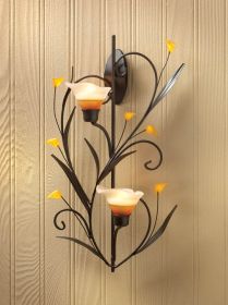 Amber Lilies Candle Wall Sconce - Elegant Home Decor Accent