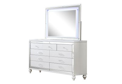 Mirror Framed Dresser Made With Wood in White Color