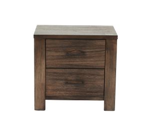 Oak Finish 1pc Nightstand Wooden Bedside Table 2x Drawers Storage Bedroom Furniture