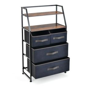 4-Drawer Free Standing Storage Dresser with 2 Open Shelves