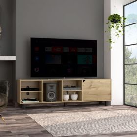 TV Stand for TV¬¥s up 70" Estocolmo, Four Open Shelves, Light Oak Finish