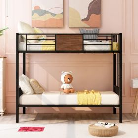 Twin-over-twin bunk bed modern style steel frame bunk bed with safety rail, built-in ladder for bedroom, dorm, boys, girls, adults