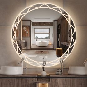 42" Round LED Bathroom Mirror ‚ÄìAdjustable Color Temperatures and Anti-Fog, Wall-Mounted Design