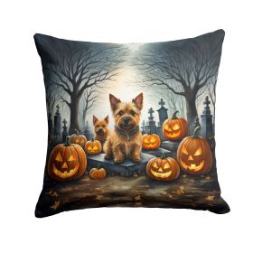 Norwich Terrier Spooky Halloween Throw Pillow Machine Washable, Indoor Outdoor Decorative Pillow for Couch, Bed or Patio, 18Hx18W