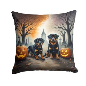 Rottweiler Spooky Halloween Throw Pillow Machine Washable, Indoor Outdoor Decorative Pillow for Couch, Bed or Patio, 18Hx18W