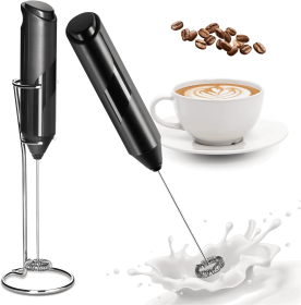 Milk Frother Handheld, for Coffee, Mini Whisk, Foam Maker and Drink Mixer for Latte, Cappuccino, Frappe, and Hot Chocolate (Black),Free Shipping