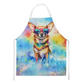 Chihuahua Hippie Dawg Apron Cooking Kitchen Server Baking Crafts Gardening for Adult Women Men, Unisex, Large, Multicolor