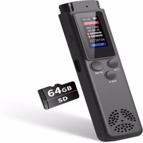 64GB Digital Voice Recorder Voice Activated Recorder for Lectures Meetings, Audio Recorder with Playback, Password, Variable Speed