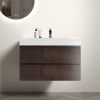 Alice 36" Walnut Bathroom Vanity with Sink, Large Storage Wall Mounted Floating Bathroom Vanity for Modern Bathroom