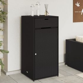 Patio Storage Cabinet Black 21.7"x21.7"x43.7" Poly Rattan