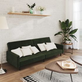 2-Seater Sofa Bed Dark Green Velvet