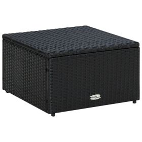 vidaXL Footstool Ottoman Poly Rattan 20.9"x20.9"x11.8" Black