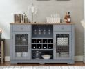 Modern Farmhouse Buffet Cabinet, Sideboard with 2 Drawers and Elegant Glass Door Cabinets, Wine and Glass Rack, Coffee Bar for Kitchen, Dining Room