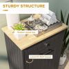 Kitchen Tilt Out Trash Bin Cabinet Free Standing Recycling Cabinet Trash Can Holder With Drawer, Black-AS