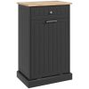 Kitchen Tilt Out Trash Bin Cabinet Free Standing Recycling Cabinet Trash Can Holder With Drawer, Black-AS