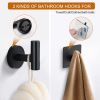 Bathroom Hardware Set;  Matte Black Stainless Steel Bathroom Hardware Set;  Including 16" Hand Towel Bar;  Toilet Paper Holder;  Robe Towel Hooks;  Ro