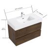 Alice 36" Walnut Bathroom Vanity with Sink, Large Storage Wall Mounted Floating Bathroom Vanity for Modern Bathroom