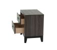 Bedroom Furniture Rustic Grey Oak Simple 1pc Nightstand 2-Drawers Bed Side Table Solidwood