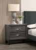 Bedroom Furniture Rustic Grey Oak Simple 1pc Nightstand 2-Drawers Bed Side Table Solidwood