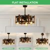 Modern Farmhouse Ceiling Fan with LED Lights, Vintage style Caged  Chandelier Fan Light