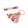 Kitchen Accessories 4Pcs/Set Measuring Cups Spoons Stainless Steel Plated Copper Wooden Handle Cooking Baking Tools