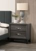 Bedroom Furniture Rustic Grey Oak Simple 1pc Nightstand 2-Drawers Bed Side Table Solidwood