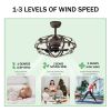 Best sells Modern Enclosed Ceiling Fan Indoor with Remote Control and Bladeless Rust Red Industrial Ceiling Fan Light Kit