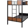 Twin-over-twin bunk bed modern style steel frame bunk bed with safety rail, built-in ladder for bedroom, dorm, boys, girls, adults