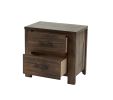 Oak Finish 1pc Nightstand Wooden Bedside Table 2x Drawers Storage Bedroom Furniture