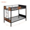 Twin-over-twin bunk bed modern style steel frame bunk bed with safety rail, built-in ladder for bedroom, dorm, boys, girls, adults