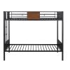 Twin-over-twin bunk bed modern style steel frame bunk bed with safety rail, built-in ladder for bedroom, dorm, boys, girls, adults