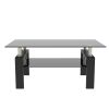 Rectangle Black Glass Coffee Table, Clear Coffee Table,Modern Side Center Tables for Living Room, Living Room Furniture