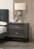 Bedroom Furniture Rustic Grey Oak Simple 1pc Nightstand 2-Drawers Bed Side Table Solidwood