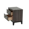 Bedroom Furniture Rustic Grey Oak Simple 1pc Nightstand 2-Drawers Bed Side Table Solidwood