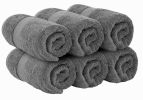 Luxury Hand Towels for Bathroom Hotel Spa Kitchen Set 16x30 Inch Set of 6 Dark Gray