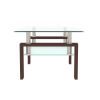 Rectangle Walnut Glass Coffee Table;  Clear Coffee Table;  Modern Side Center Tables for Living Room;   Living Room Furniture