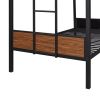 Twin-over-twin bunk bed modern style steel frame bunk bed with safety rail, built-in ladder for bedroom, dorm, boys, girls, adults