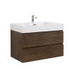 Alice 36" Walnut Bathroom Vanity with Sink, Large Storage Wall Mounted Floating Bathroom Vanity for Modern Bathroom