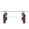 Rectangle Walnut Glass Coffee Table;  Clear Coffee Table;  Modern Side Center Tables for Living Room;   Living Room Furniture