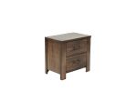 Oak Finish 1pc Nightstand Wooden Bedside Table 2x Drawers Storage Bedroom Furniture