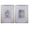 Set of 2 Fake Pencil Architectual Wall Art, Wall Decor Accent, 24" x 32"