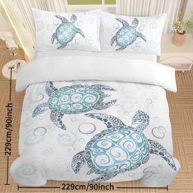 Turtle Bed Sets Ocean 3 Piece Turtle Themed Comforter Cover With 2 Pillowcases (Option: Queen)