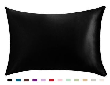 Pillowcase Satin Solid Color Simulation Silk Single Pillowcase Ice Silk Pillowcase (Option: black-20X36inches-1PC)