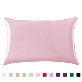 Pillowcase Satin Solid Color Simulation Silk Single Pillowcase Ice Silk Pillowcase (Option: Pink-20x26inches-1PC)